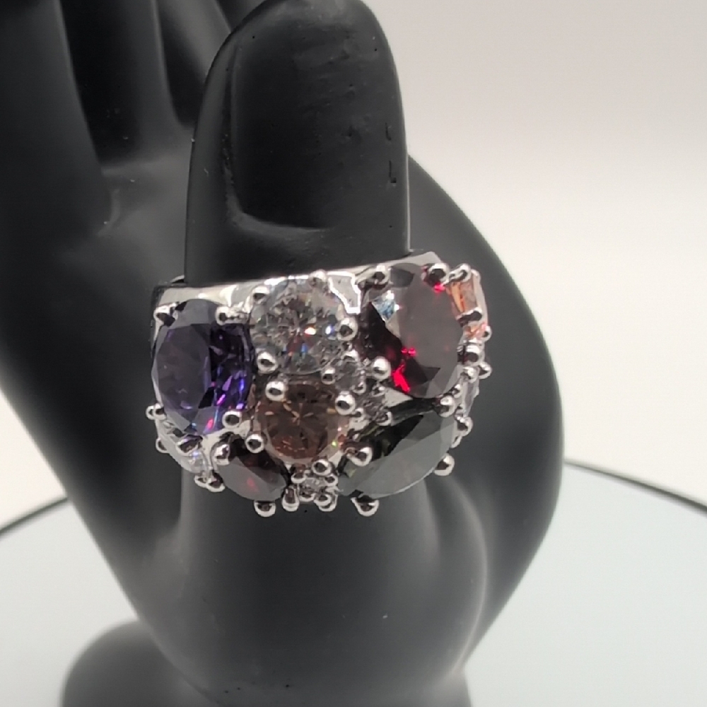 Natalia V Collister NVC | Elegant Multicolor Gemstone Statement Cocktail Ring